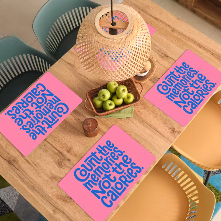 Set de table – 6 pièces - Souvenirs - Rose - Bleu - Citation — 3