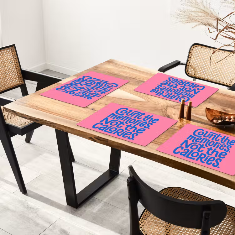 Set de table – 6 pièces - Souvenirs - Rose - Bleu - Citation — 4