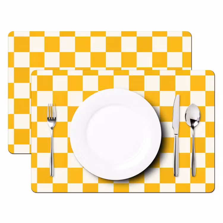 Set de table – 6 pièces - Traditionnel - Motif - Jaune — 2