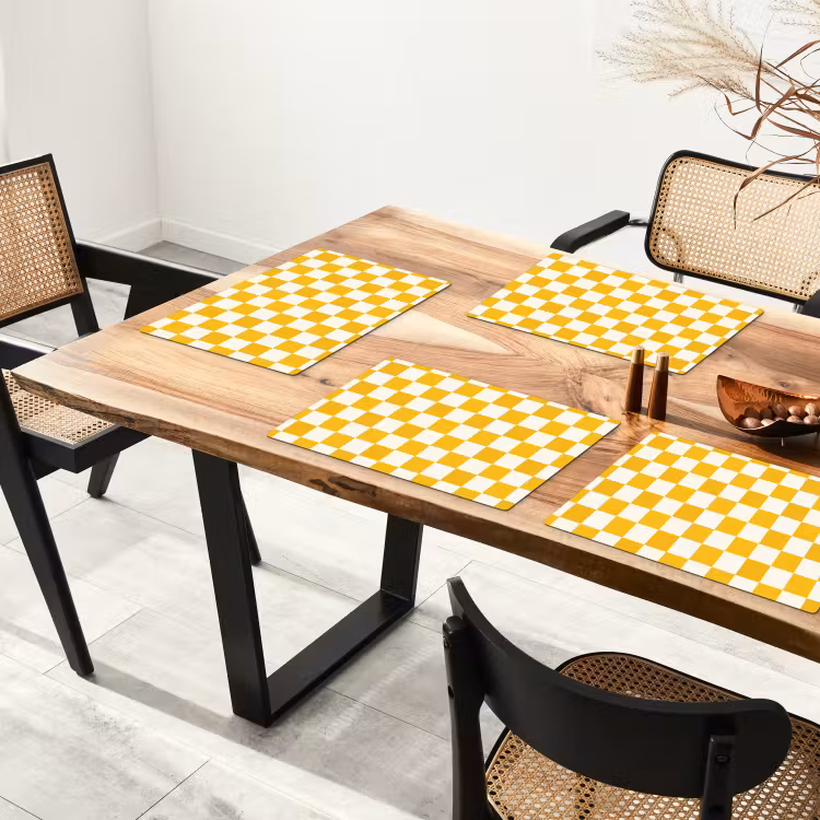 Set de table – 6 pièces - Traditionnel - Motif - Jaune — 4