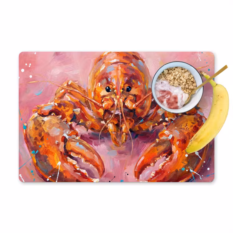 Set de table – 6 pièces - Vie marine - Homard - Spatters - Abstrait - Rose — 1