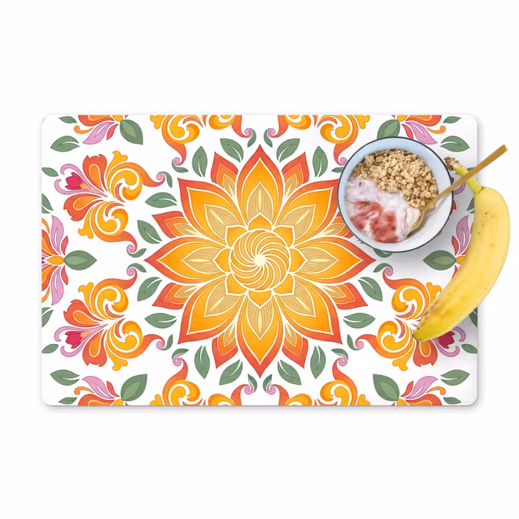 Set de table – 6 pièces - Mandala - Fleurs - Décoration - Coloré - Abstrait — 1