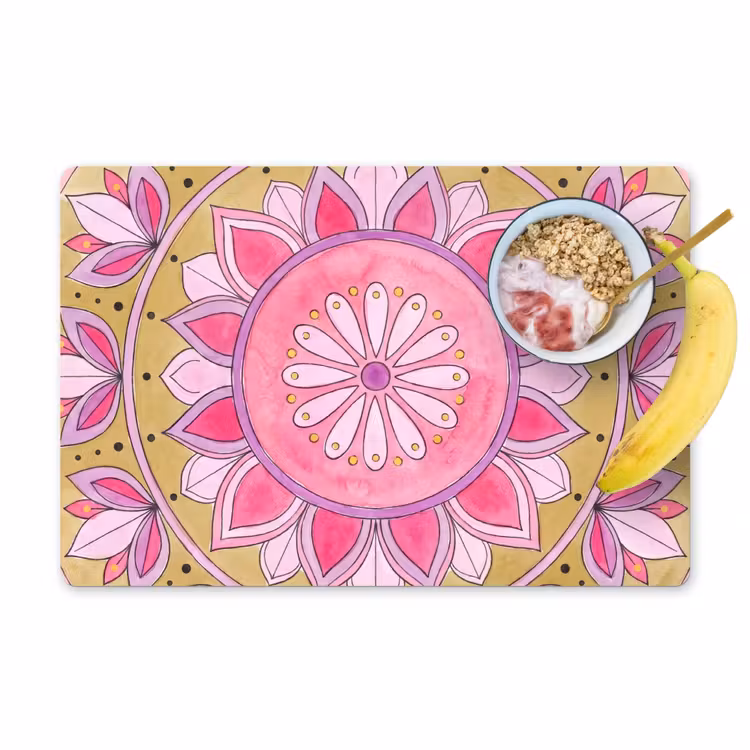 Set de table – 6 pièces - Mandala - Motif - Art - Aquarelle - Rose — 1