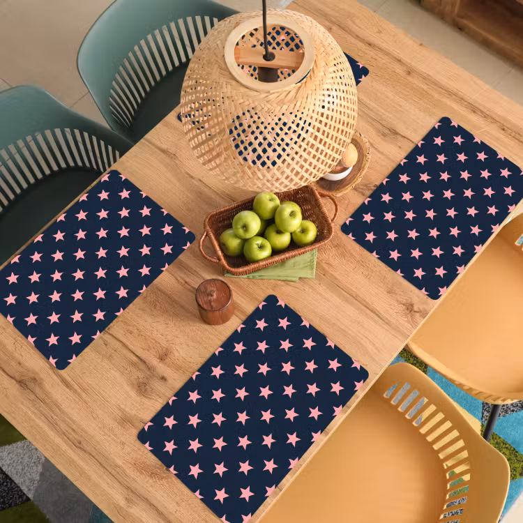 Set de table – 6 pièces - Motif - Étoiles - Rose — 3