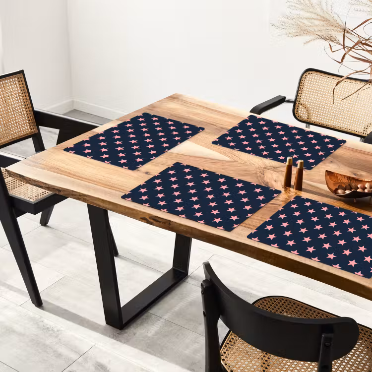 Set de table – 6 pièces - Motif - Étoiles - Rose — 4