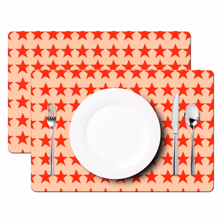 Set de table – 6 pièces - Motif - Étoiles - Rouge — 2