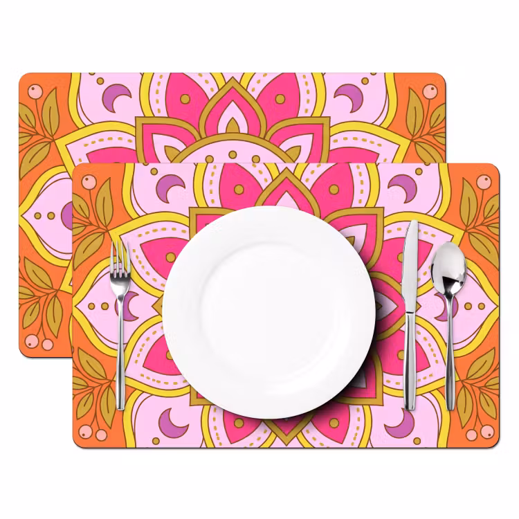 Set de table – 6 pièces - Motif - Motif floral - Décoration - Abstrait - Rose — 2