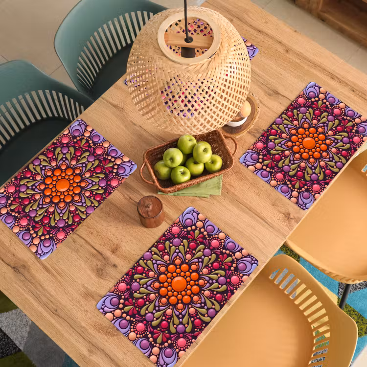 Set de table – 6 pièces - Motif - Poids - Abstrait - Moderne - Coloré — 3