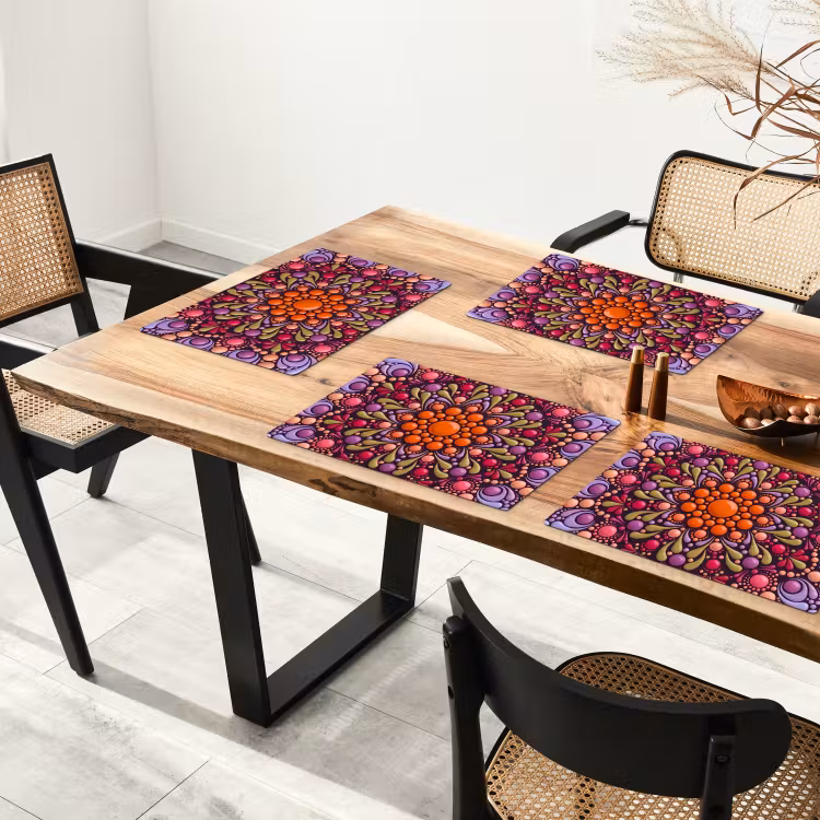 Set de table – 6 pièces - Motif - Poids - Abstrait - Moderne - Coloré — 4