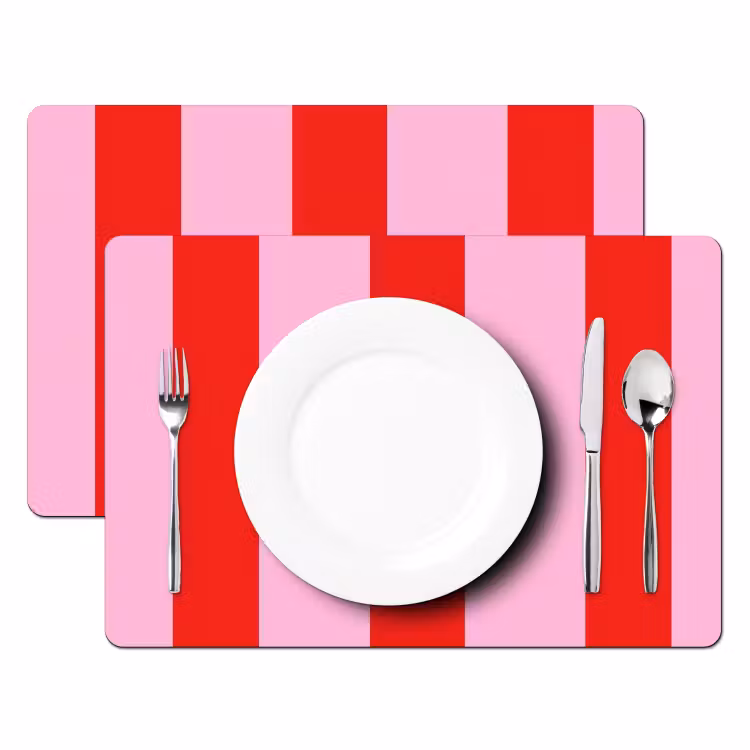 Set de table – 6 pièces - Rayures - Classique - Rose — 2