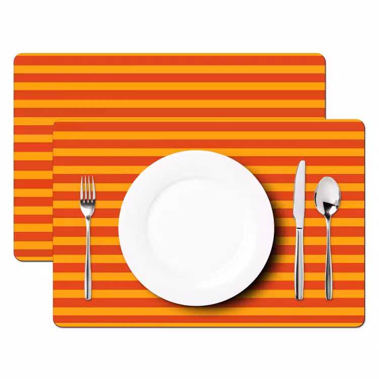 Set de table – 6 pièces - Rayures - Motif - Orange — 2