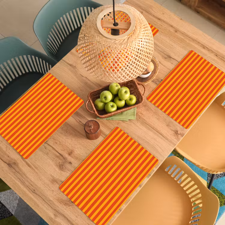 Set de table – 6 pièces - Rayures - Motif - Orange — 3