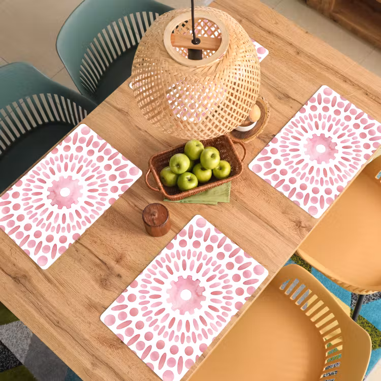 Set de table – 6 pièces - Résumé - Formes - Motif - Aquarelle - Rose — 3