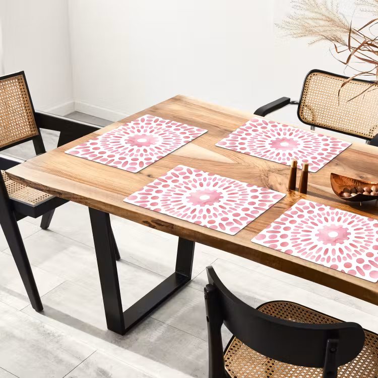 Set de table – 6 pièces - Résumé - Formes - Motif - Aquarelle - Rose — 4