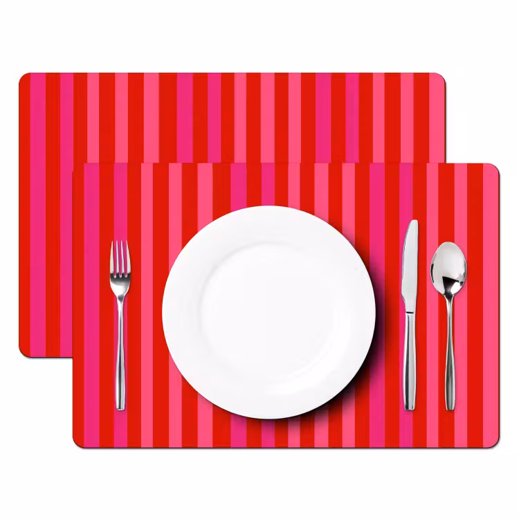Set de table – 6 pièces - Vertical - Rayures - Rose — 2