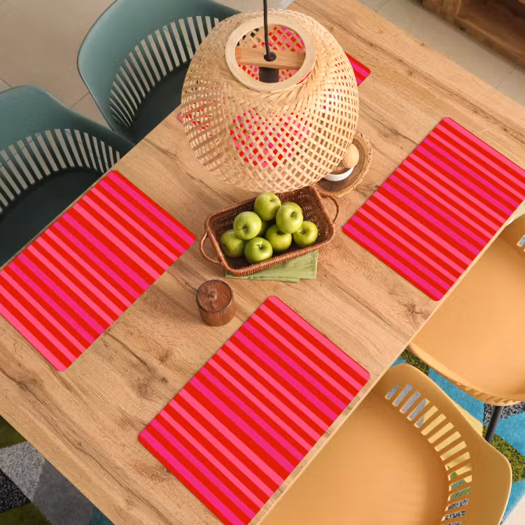 Set de table – 6 pièces - Vertical - Rayures - Rose — 3