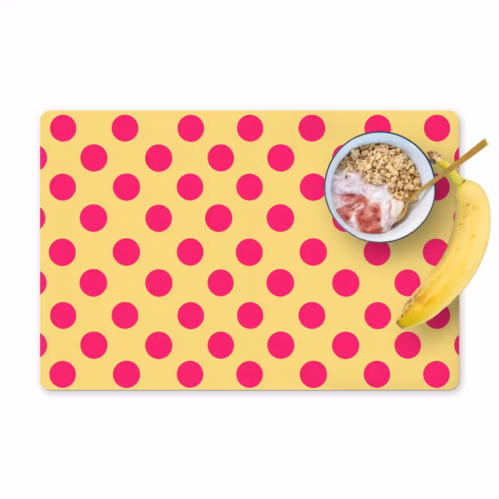 Set de table – 6 pièces - Rose - Points - Jaune — 1