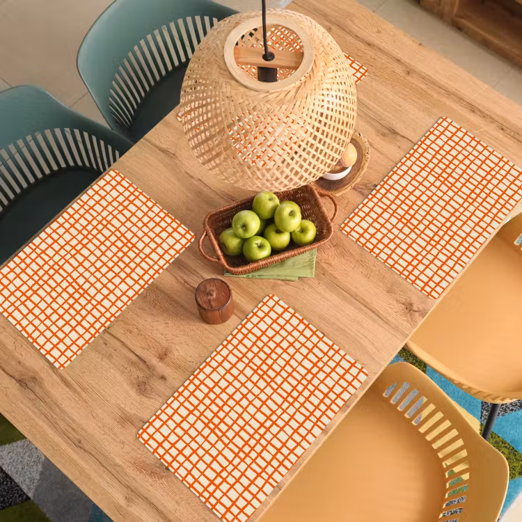 Set de table – 6 pièces - Motif - Lignes - Orange — 3