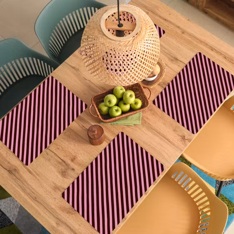 Set de table – 6 pièces - Rayures - Rose - Marron — 3