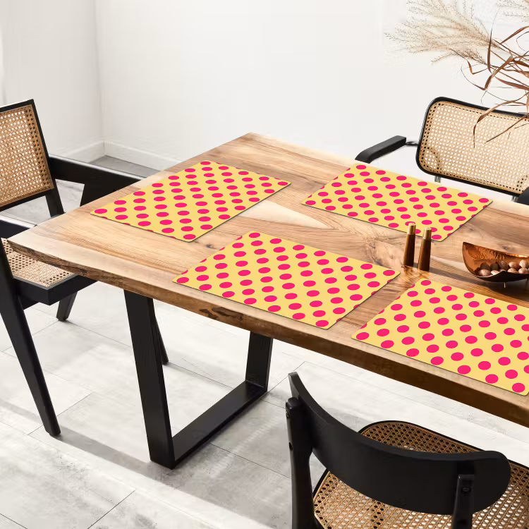 Set de table – 6 pièces - Rose - Points - Jaune — 4