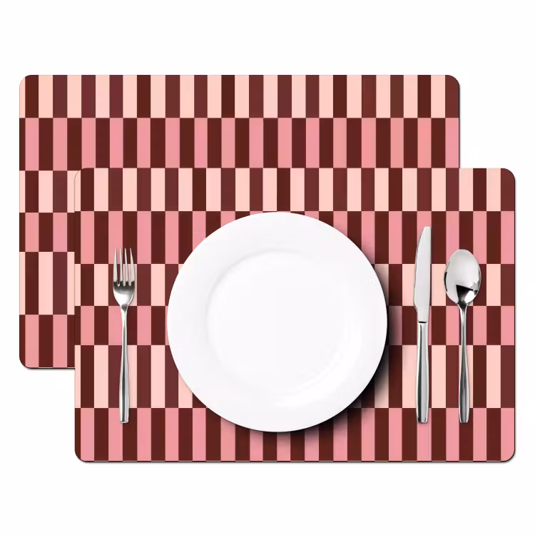 Set de table – 6 pièces - Rose - Rouge - Cubes — 2