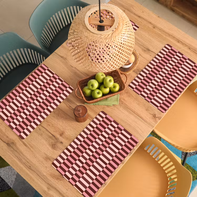 Set de table – 6 pièces - Rose - Rouge - Cubes — 3