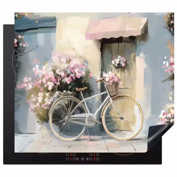 Protection plaque induction - Bicyclette - Couleurs pastel - Fleurs