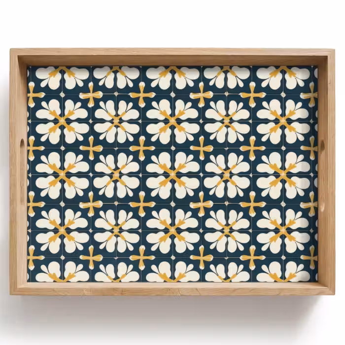 Plateau - Motif - Carrelage - Jaune ocre