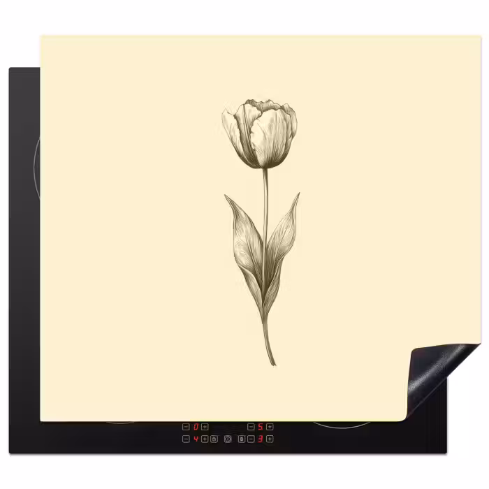 Protection plaque induction - Illustration - Tulipe - Noir