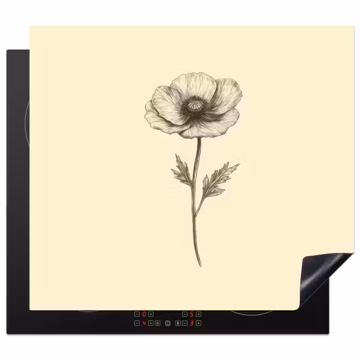 Protection plaque induction - Coquelicot - Illustration - Noir