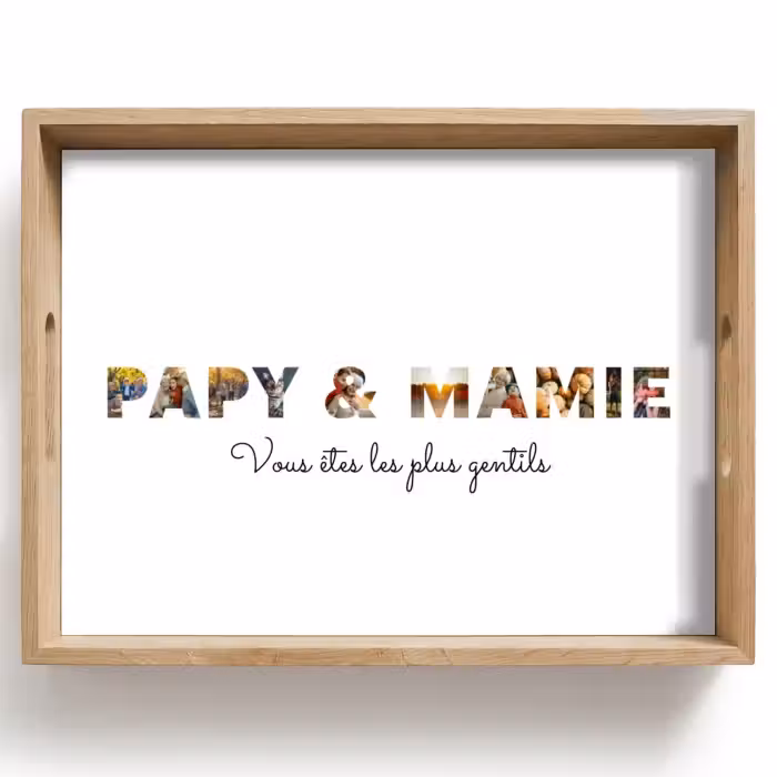 Plateau personnalisé - Papy et Mamie - Collage de lettres