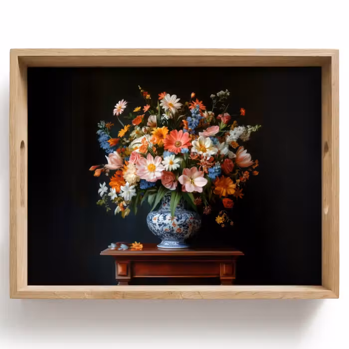 Plateau - Bouquet - Rose - Vase
