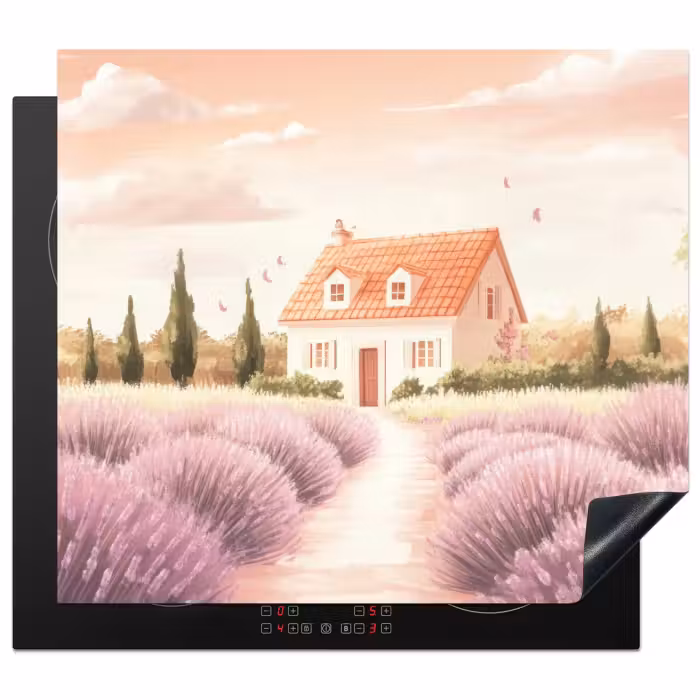 Protection plaque induction - Champ de lavande - Maison - Violet