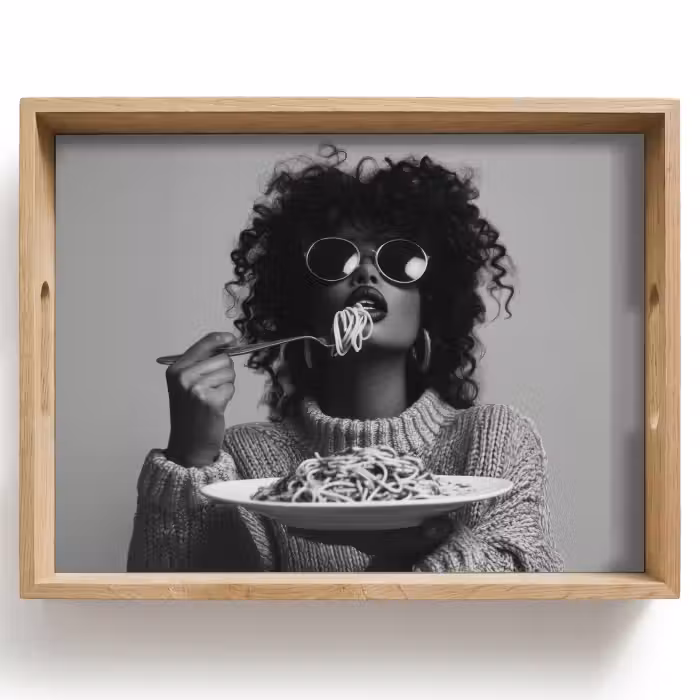 Plateau - Femme - Pâtes - Noir - Blanc