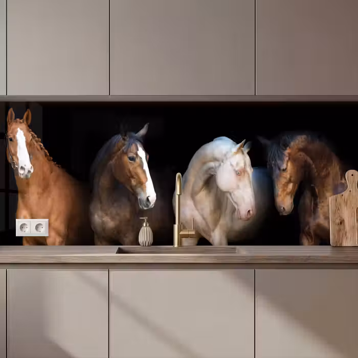 Crédence cuisine - Cheval - Animaux - Noir