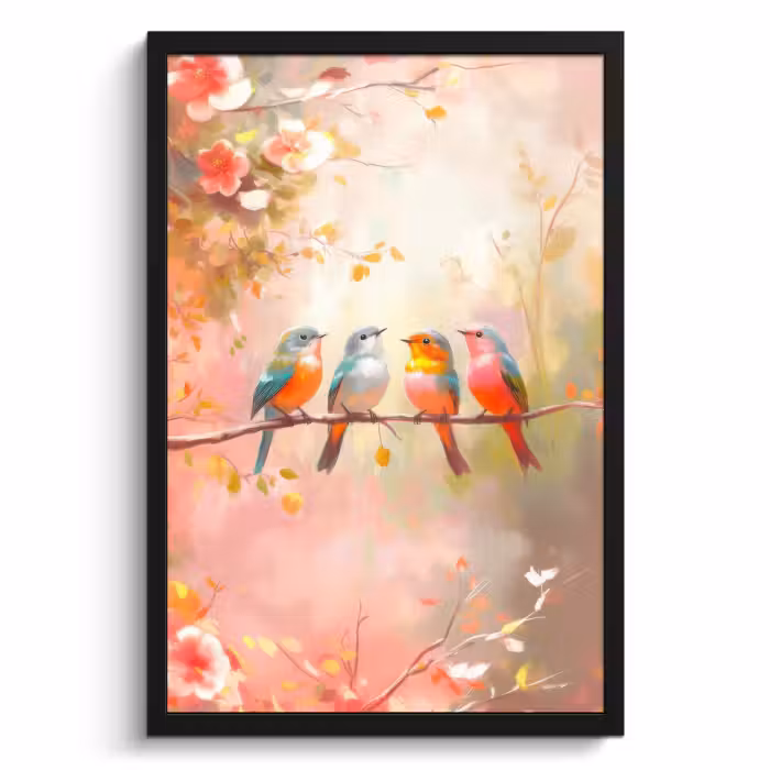 Cadre Photo - Oiseaux - Coloré - Branche