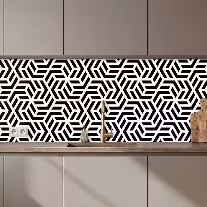 Crédence cuisine - Design - Géométrie - Motif - Noir - Blanc