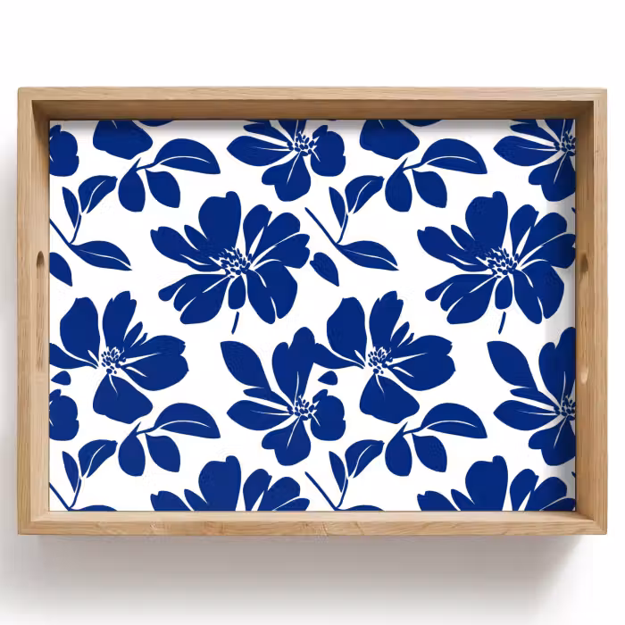Plateau - Floral - Moderne - Bleu