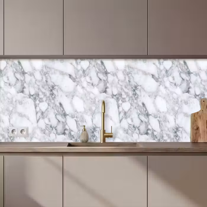 Crédence cuisine - Mosaïque - Marbre - Blanc - Irrégulier