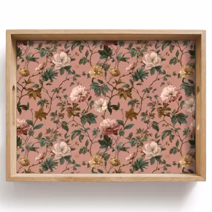 Plateau - Fleurs - Classique - Rose