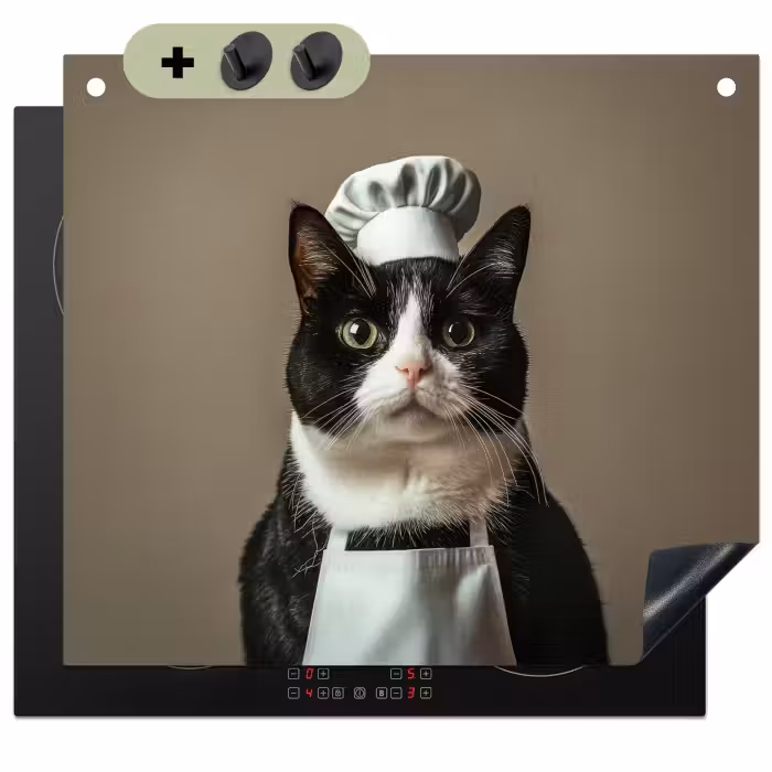 Beschemer à induction avec crochets - Chat - Vêtements de chef - Noir - Blanc