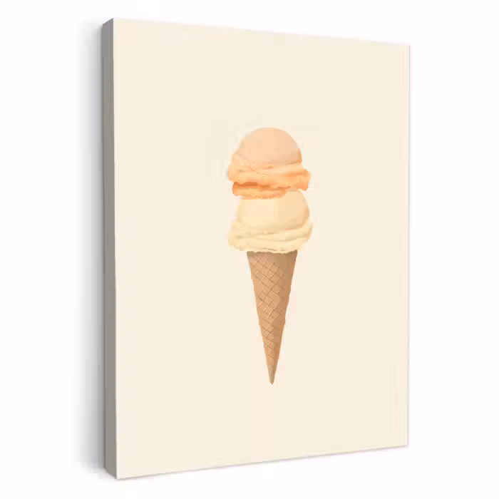 Tableau sur toile - Minimaliste - Pelle à glace - Corne - Beige