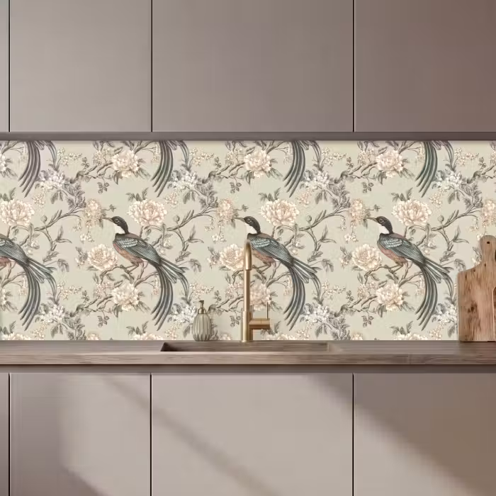 Crédence cuisine - Fleur - Oiseau - Coloré