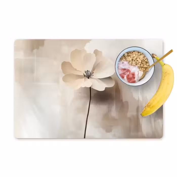 Sets de table en vinyle - Fleur - Beige - Peinture - Ombre