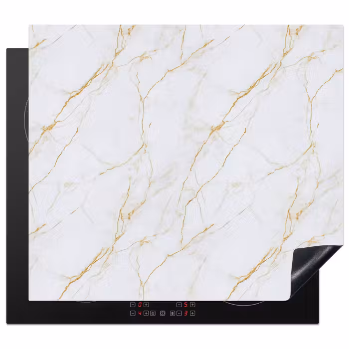 Protection plaque induction - Blanc - Marbre - Or - Luxueux