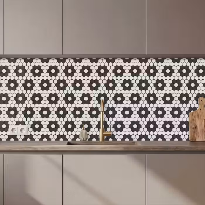 Crédence cuisine - Fleur - Forme - Motif - Noir