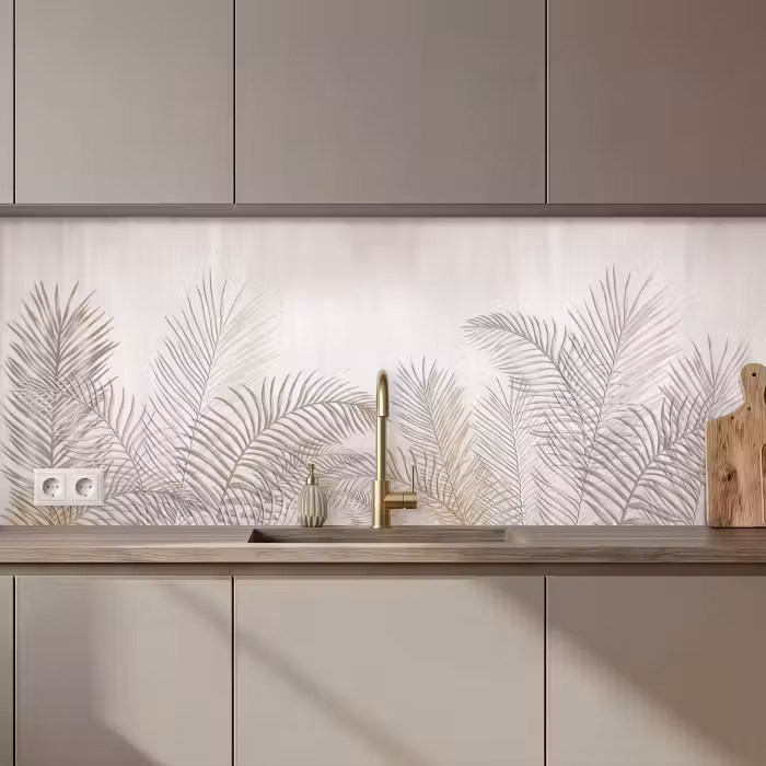 Crédence cuisine - Feuilles - Beige - Botanique - Vintage