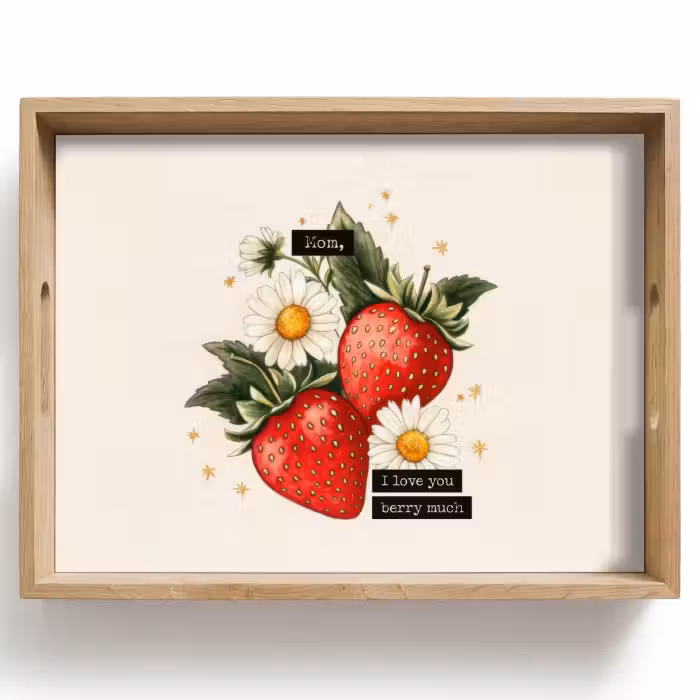 Plateau - Fraises - Marguerites - Citation - Étoiles