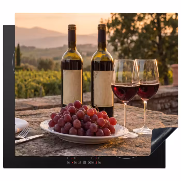 Protection plaque induction - Vin - Verres - Raisins - Vignoble