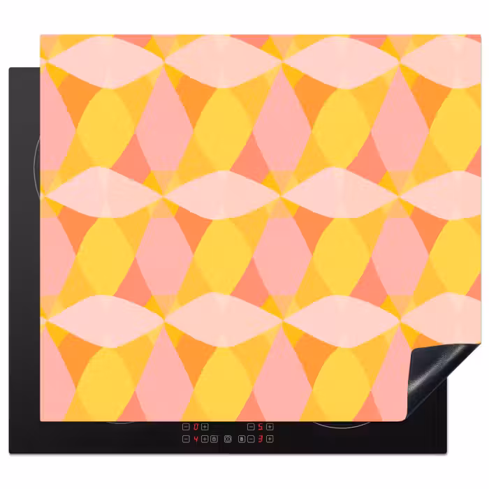 Protection plaque induction - Coloré - Motif en damier - Formes de feuilles